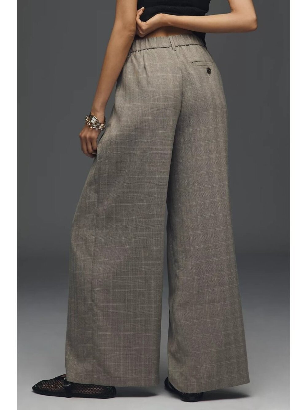 Avery Menswear Trousers by Maeve Plaid Grey XL - Picture 4 of 4